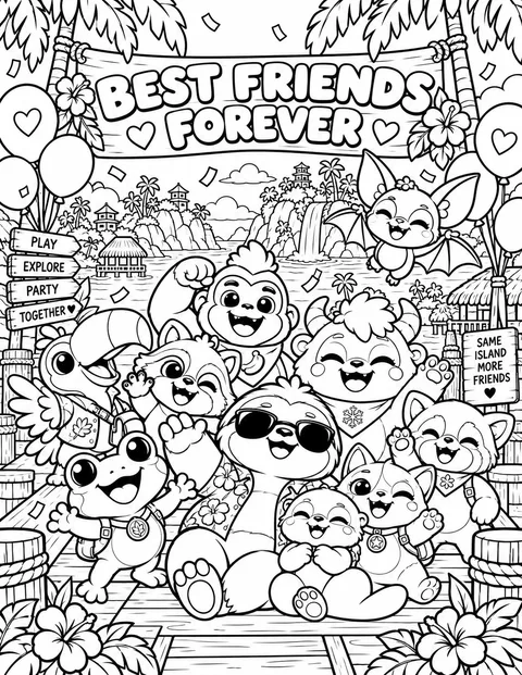 Best friends forever: everyone celebrating with balloons