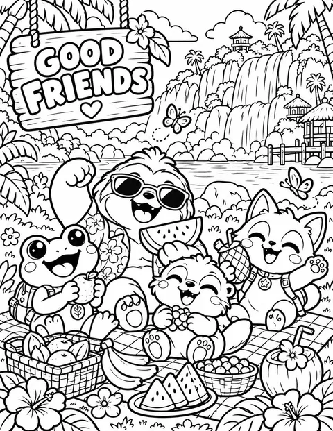 Good friends having a fruit picnic
