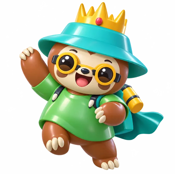 A sloth in a crown and goggles
