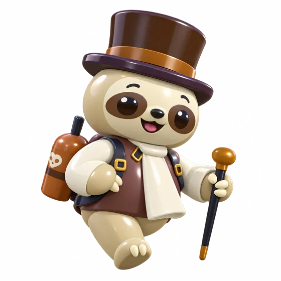 A sloth in a top hat