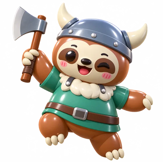 A sloth dressed as a viking