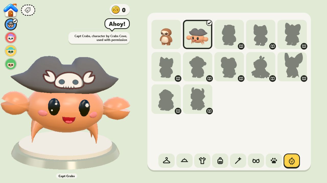 Capt Crabs picked on the character select, saying Ahoy, with his credit