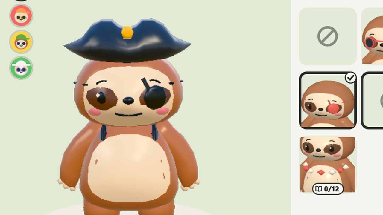 A sloth in the pirate tricorn and eye patch from Capt Crabs